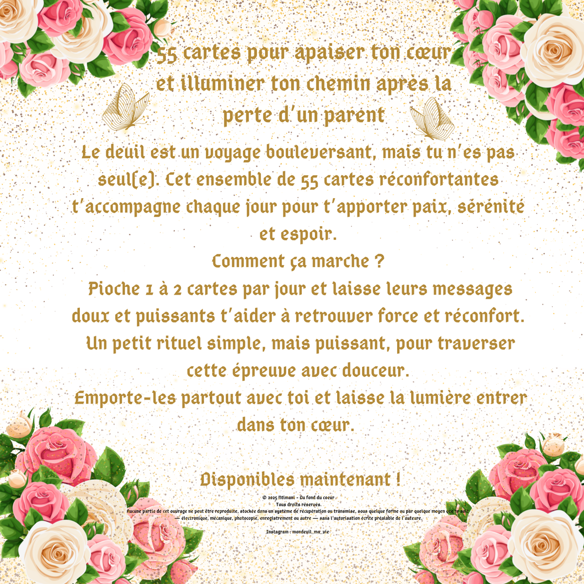 Visuel de présentation des cartes Héritage du Cœur avec roses et texte explicatif