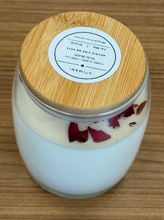 Bougie Soja 8oz Présence Sacrée | Ylang-Ylang Musc Blanc Vanille