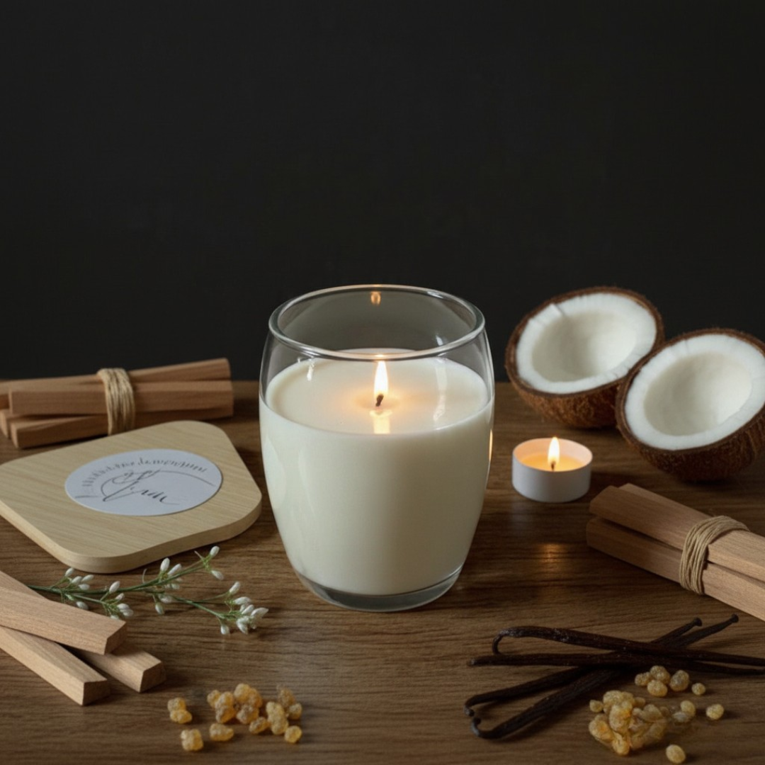 Bougie Soja 8oz Renaissance | Bois de Santal Coco Vanille Myrrhe