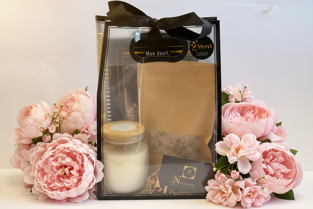 Boîte Réconfort Deuil – Agenda, Bougie, Stylo & Sel de Bain